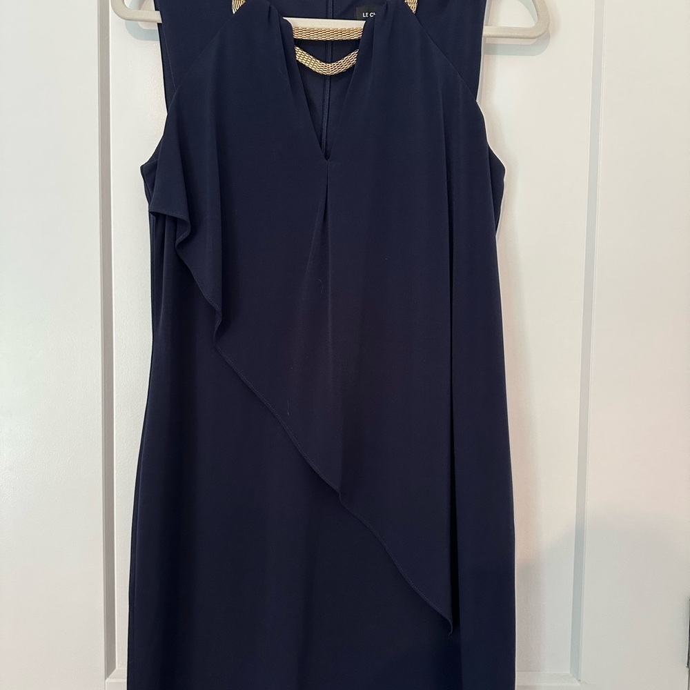 Elegant Navy Blue Sleeveless Dress